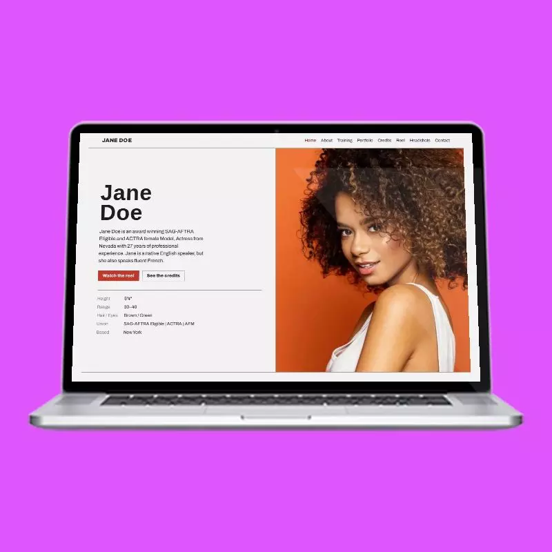 International actor website design