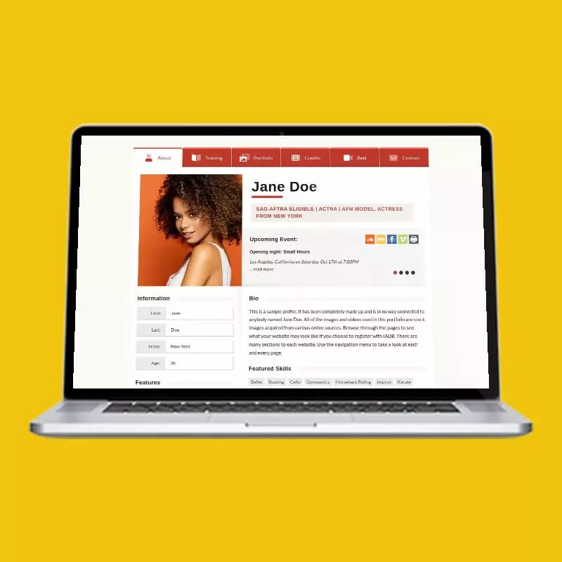 Index Card actor website design