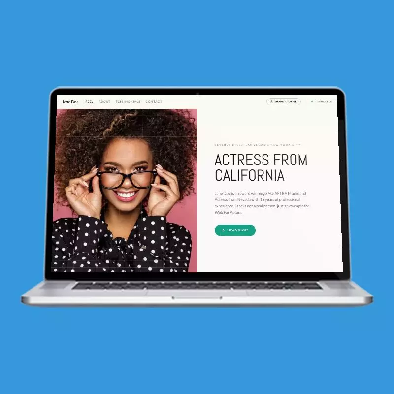 Sidebared One Pager actor website design