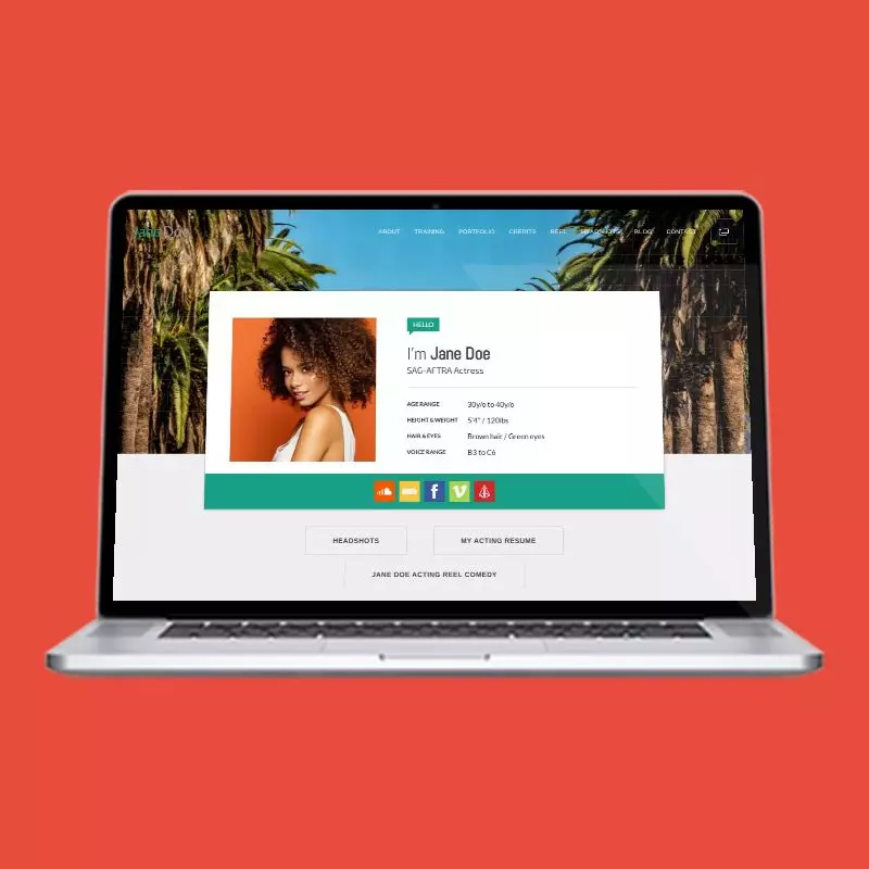 Diptych actor website design