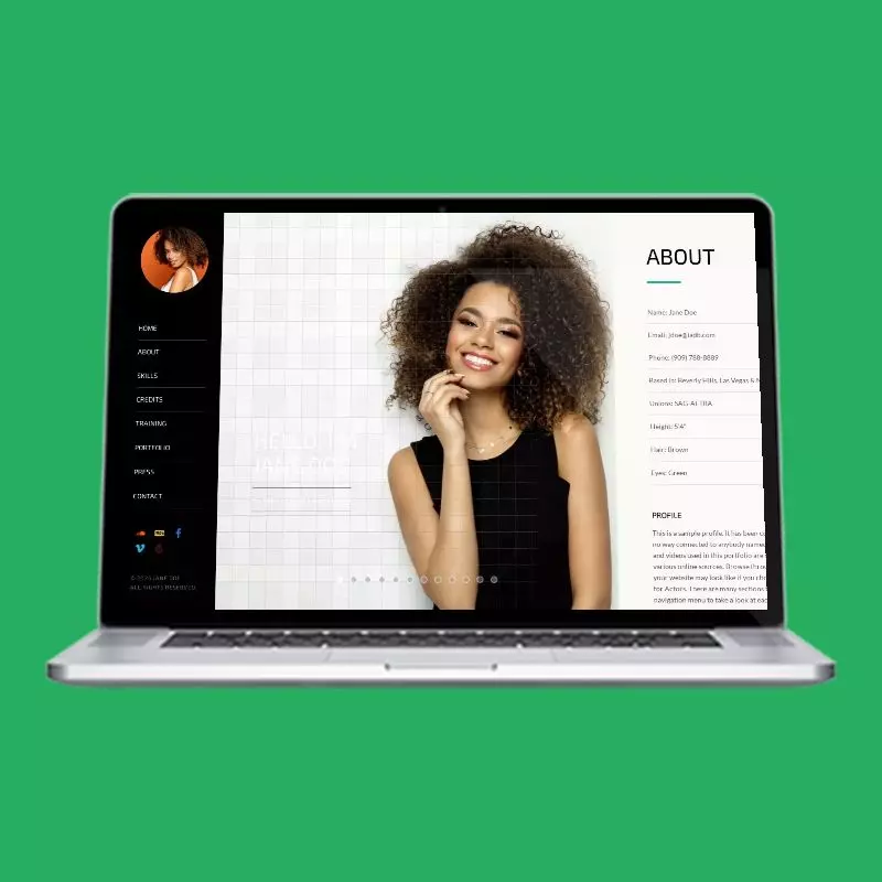Horizontal Sliding Template actor website design