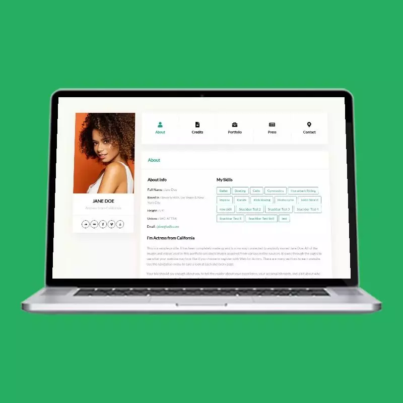 Social Card actor website design