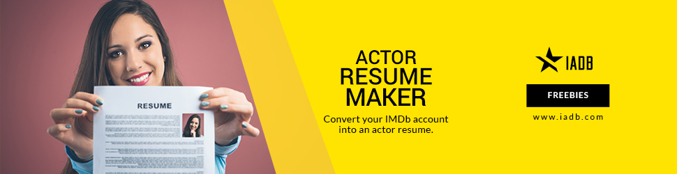 A formatted acting resume produced by the resume maker, credits grouped by category