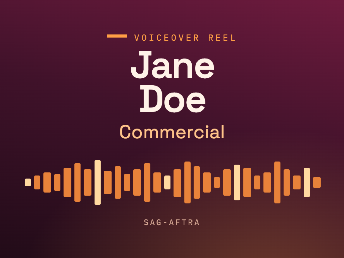 Voiceover Reel: Commercial Audio